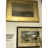 Prints: Colour enhanced lithographs of St. James Park and Blenheim House (2), framed and glazed.