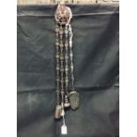 Corkscrew/Wine Collectables: French chatelaine in bright cut steel, 4 hangers, instruments include a