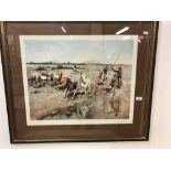 Prints C1973: Terence Cuneo "Carmargue Round-up", signed in pencil lower right. Framed and glazed