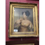 English School: Mezzo tint 'Regency Lady' unsigned. Framed and glazed 8½ins. x 10¾ins.