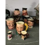 20th cent. Ceramics: Lancaster Pottery Charlie jugs, Falstaff, Tally Ho, Mr Pickwick, Weller,