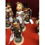 Hummel Figures: Chimney Sweep, W. Germany stamp, also carnival 1960 and sweep K.F.40 W. German mark.