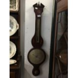 19th cent. Mahogany Banjo barometer signed G B Giobbio The Crown Inn Devizes.