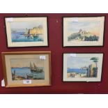 Edwin Galea 1904-1985: Colour wash "Medina", "Sliema Harbour" and "Senglia Harbour". Signed lower