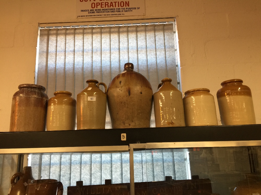Stoneware Jars: Bulbous 3 gall, impressed John Burge, Market Lavington with handle, no visible