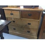 19th cent. Pine 2/3 chest of drawers rising off a plinth. 34½ins. x 32ins. x 18¼ins.