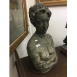 Art/Sculpture: Patrick O' Sullivan (1940-2015). A painted fibre composition bust of a lady. The lead