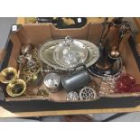Brass & Plated Ware: Includes bread basket, goblets, toast rack, trays, trivet, vases, cranberry