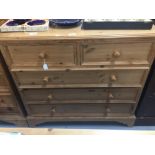 20th cent. Pine 2/3 chest of drawers on bracket supports. 35½ins. x 33ins. x 18ins.