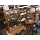 20th cent. Pine dressing table mirrors x 2, painted 3 shelf wall rack.