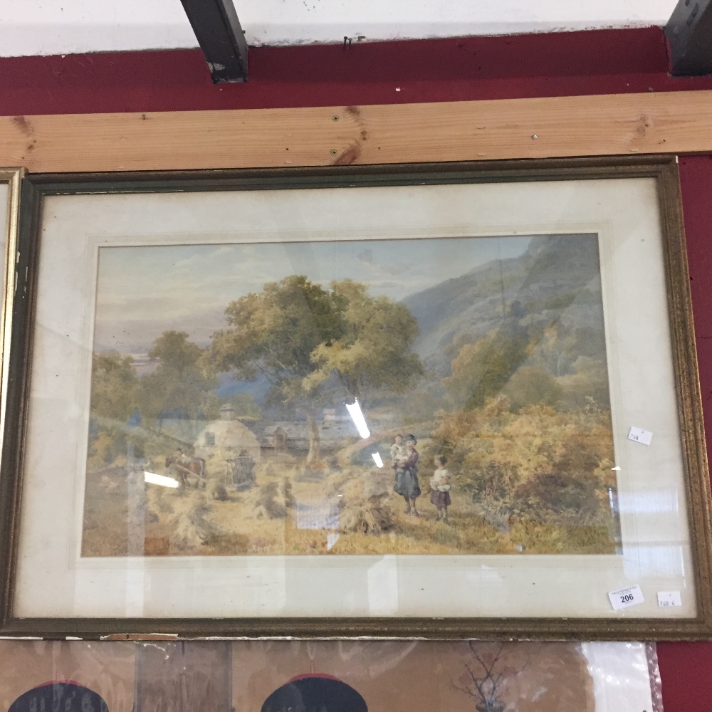 John Henry Mole 1814 - 1886: Watercolour, rural study with children, men and horse. Signed lower