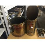Brassware: 19th cent. Brass and copper coal bucket, and a brassware coal scuttle.