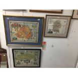 Maps: Framed and glazed, hand coloured map of Wiltshire from a survey which was carried out in