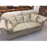 21st cent. Three-seater sofa with scroll arms.
