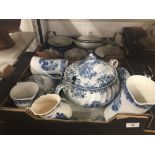 Early 20th cent. Blue & white dinner china. Soup tureen and cover, vegetable tureen and cover x 4,