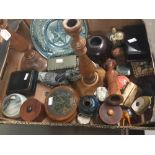 Treen and Glassware and Ceramics: 20th cent. Miscellaneous collection including graduated painted