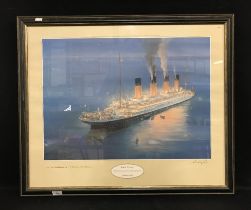 R.M.S. TITANIC: Limited edition print "The Hour to Eternity" signed by the artist Stephen J. Card.