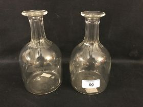 OCEAN LINER: Early 20th century cut glass Royal Mail & Pacific Steam Company carafes (2).