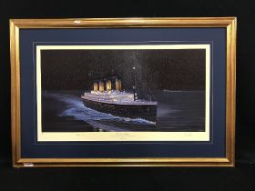 R.M.S. TITANIC: Limited edition print "The Last Sighting" signed by Millvina Dean & the artist Simon
