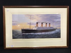 R.M.S. TITANIC: Simon Fisher limited edition print "Cherbourg Bound" 580 of 850. Signed by