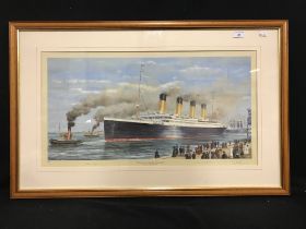 R.M.S. TITANIC: Simon Fisher limited edition print "Titanic The Maiden Departure" 811 of 850. Signed