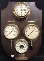 OCEAN LINER/UNION CASTLE: Rare collection of brass engine room instruments together with the ship'