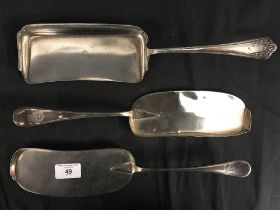 OCEAN LINER: Silver plated Cunard crumb trays (3). 13½ins.