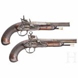 Ein Paar Miquelet-Pistolen, Spanien, um 1800Oktagonale, nach geschnittenem Baluster in rund