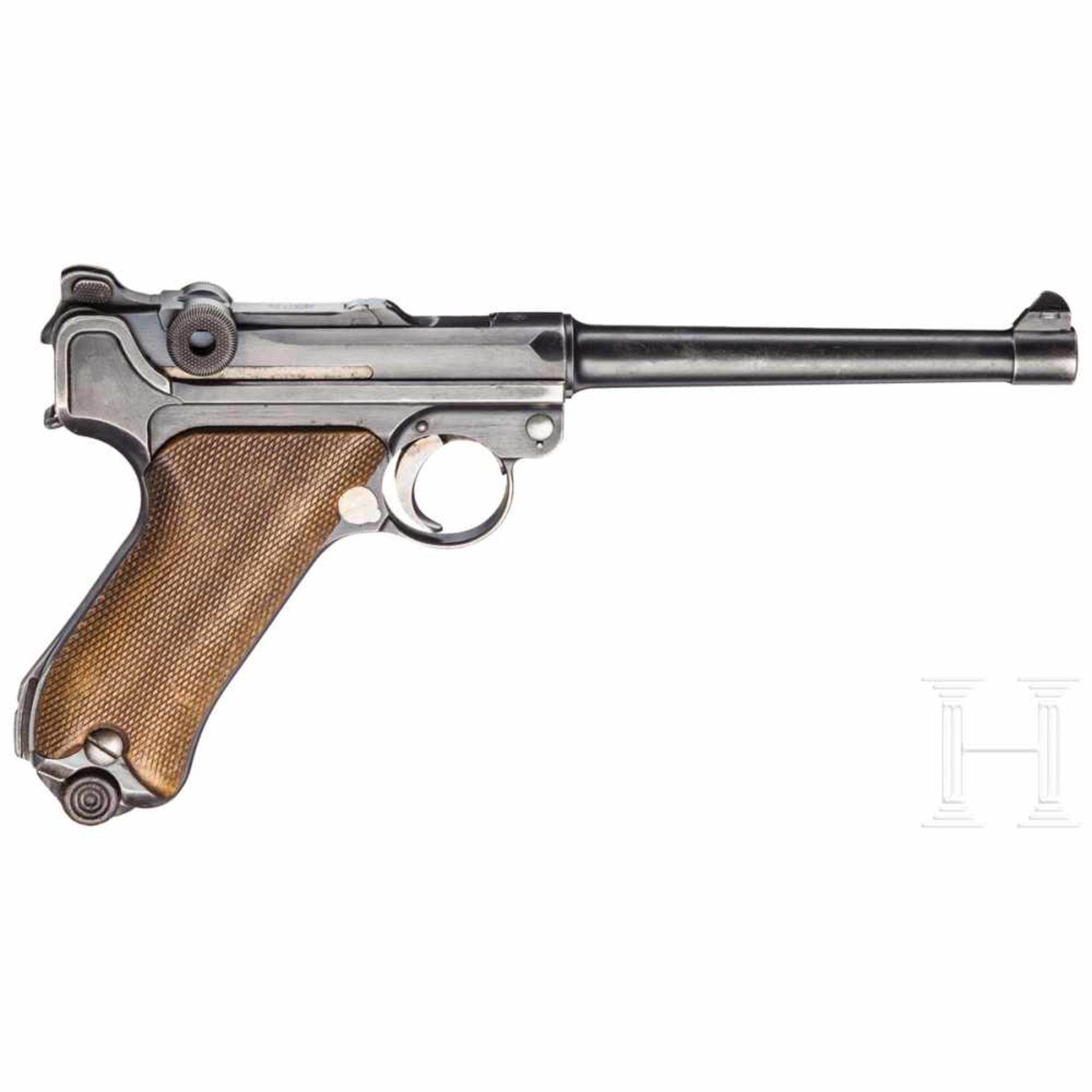 Pistole 04 (1914), DWM 1916Kal. 9 mm Luger, Nr. 5551, Nummerngleich. Lauf matt, Länge 150 mm. - Bild 2 aus 2