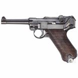 Pistole 08, Mauser, Code "G - S/42", mit TascheKal. 9 m Luger, Nr. 1166e, Nummerngleich inkl.
