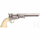 Perkussionsrevolver Colt Mod. 1851 Navy, graviertKal. .36 Perk., Nr. 142578, Nummerngleich. Matter