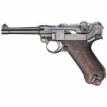 Pistole 08, DWM 1916, mit TascheKal. 9 mm Luger, Nr. 4292h, Nummerngleich, Schlagbolzen ohne S/N.