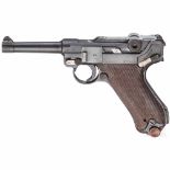 Pistole P. 08, Mauser, Code "1938 - S/42"Kal. 9 mm Luger, Nr. 4414d, Nummerngleich bis auf