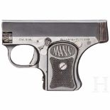 W.T.P. Pistole MannKal. 6,35 mm Browning, Nr. 10969-21, Nummerngleich. Blanker Lauf. Fünfschüssig.