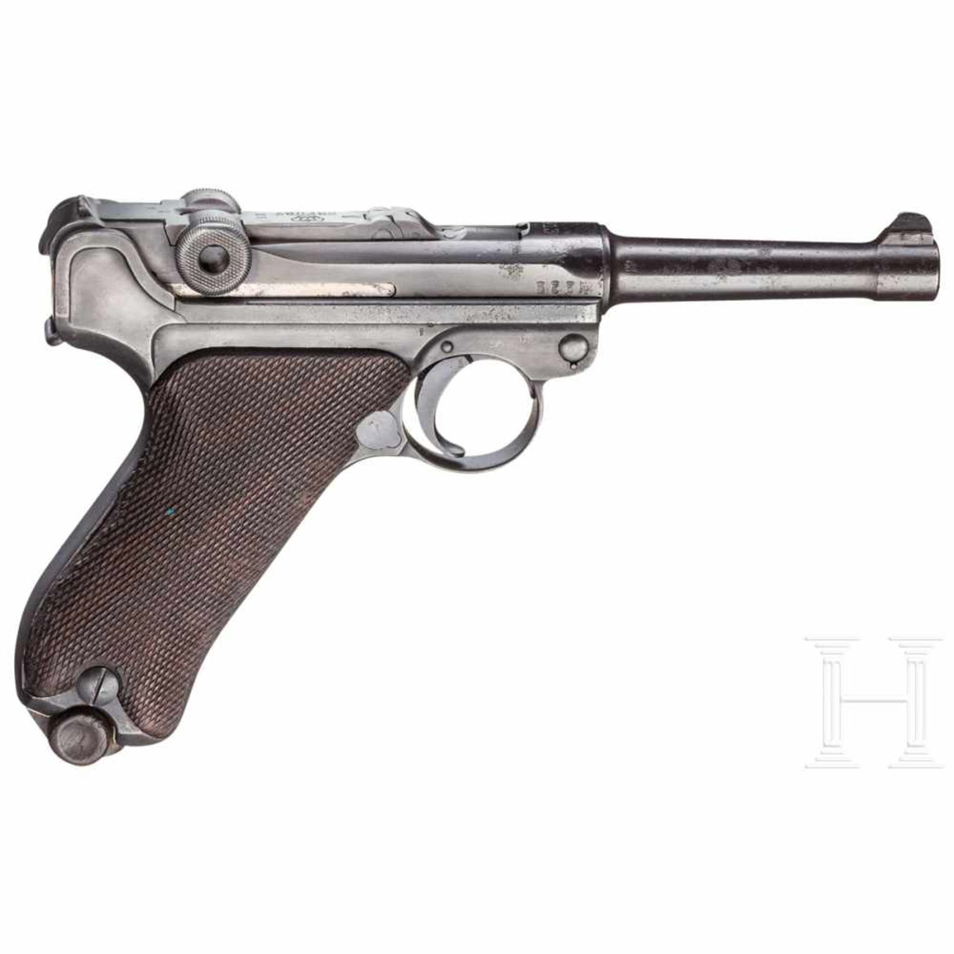 Pistole 08, Erfurt 1913, mit TascheKal. 9 mm Luger, Nr. 1715, Nummerngleich inkl. Schlagbolzen und - Bild 2 aus 3