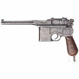 Mauser C 96, mit Kasten, ReichswehrKal. 7,63 mm, Nr. 406574, Nicht nummerngleich. Lauf matt.