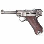 Pistole 08, Mauser, Code "1939 - S/42", mit TascheKal. 9 mm Luger, Nr. 3362k / 5061, Griffstück