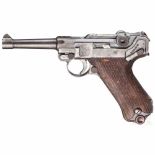 Pistole 08, DWM 1918 / 1920, mit Tasche, ReichswehrKal. 9 mm Luger, Griffstück Nr. 5513k, Lauf mit