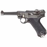 Pistole 08, Mauser, Code "42 - byf" (port. Typ 942), mit TascheKal. 9 mm Luger, Nr. 3687m,
