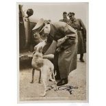 Adolf Hitler - eigenhändig signierte Hoffmann-Fotopostkarte "Ein herrenloser Hund auf den