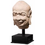 Kopf eines Lohan-Buddhas, China, Ming-Dynastie, 16./17. Jhdt.Ausdrucksvoll gearbeiteter Kopf aus