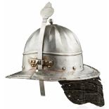 Pikenierhelm, englisch/flämisch, um 1650Zweiteilig geschlagene, zwölffach gekehlte Glocke. Auf dem