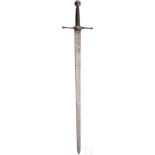 Schwert, Sammleranfertigung im Stil des 16. Jhdts.Zweischneidige Klinge mit eiserner Parierstange,