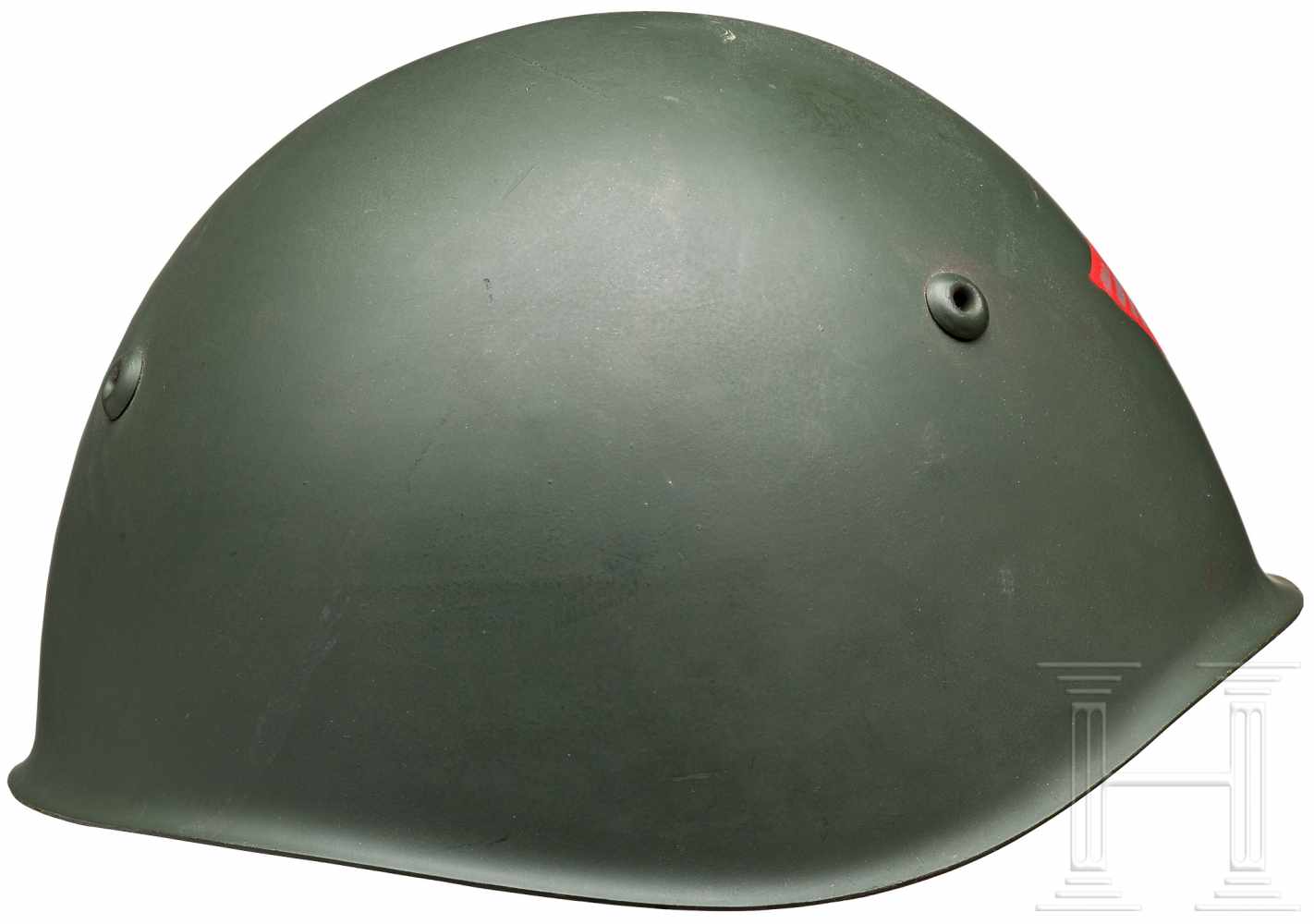 Stahlhelm M 33 für Generäle des HeeresFeldgrau lackierte Glocke mit in Silber und Rot schabloniertem - Image 2 of 3