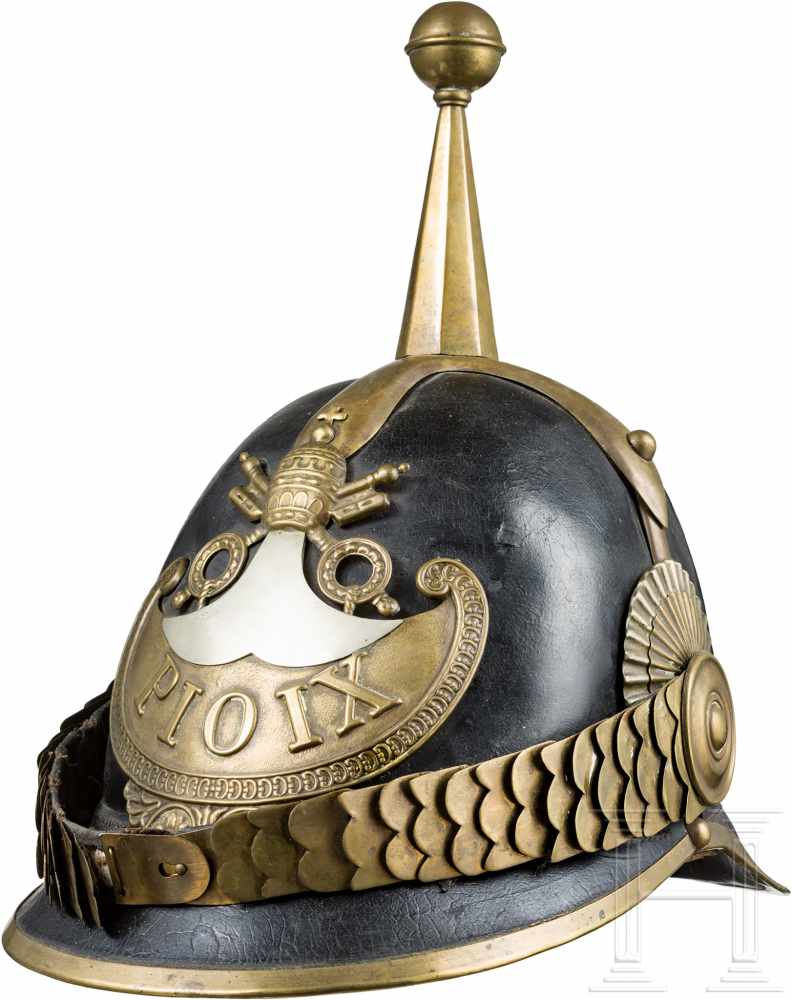 Helm für Mannschaften der "Guardia Civica Pontificia" aus dem Pontifikat Pius IX. (1846-78)Schwarz