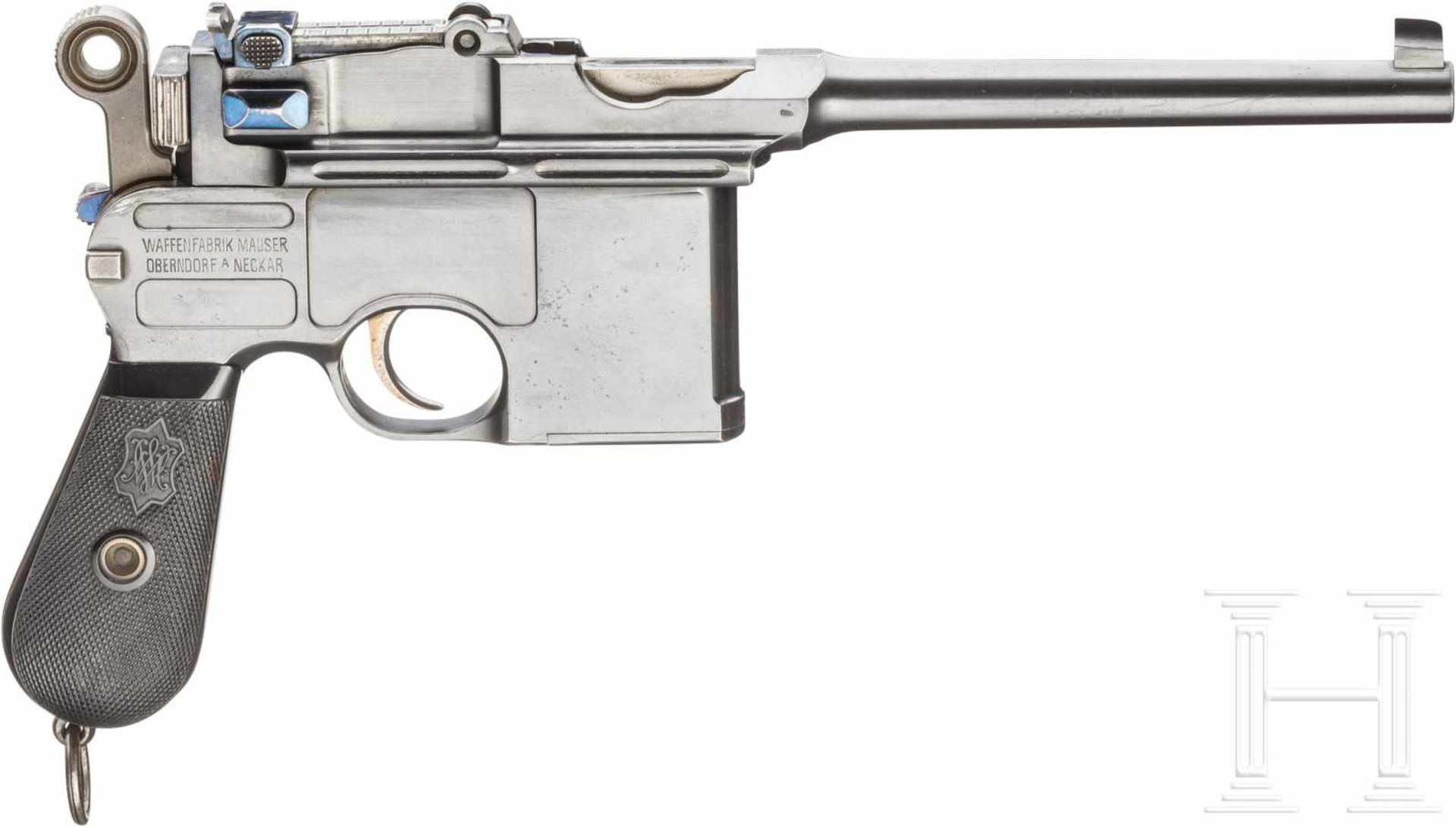 Mauser C 96 "Shallow-Milled Panel Large Ring Hammer", mit KastenKal. 7,63x25, Nr. 32628, - Bild 2 aus 4