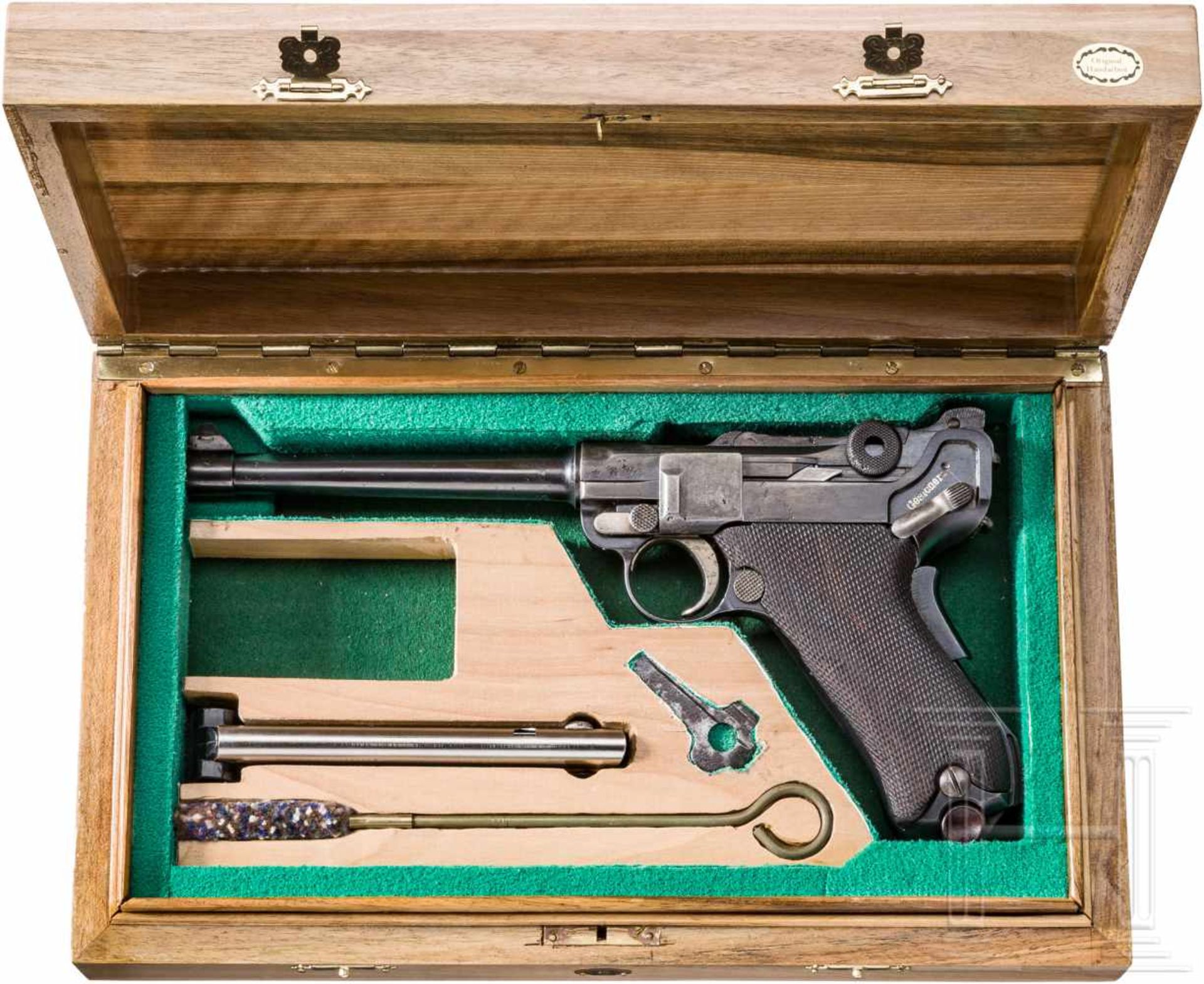 Pistole 04 (1906), DWM, im KastenKal. 9 mm Luger, Nr. 4103a, Nummerngleich bis auf Kniegelenk und - Bild 3 aus 3