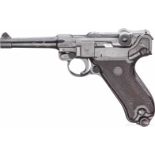 Pistole 08, DWM, VopoKal. 9 mm Luger, Nr. 1286a, Nummerngleich gemacht bis auf Verbindungsbolzen.