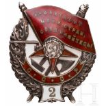 Rotbannerorden für zweifache Verleihung, Sowjetunion, ab 1936Silber, teils emailliert, die