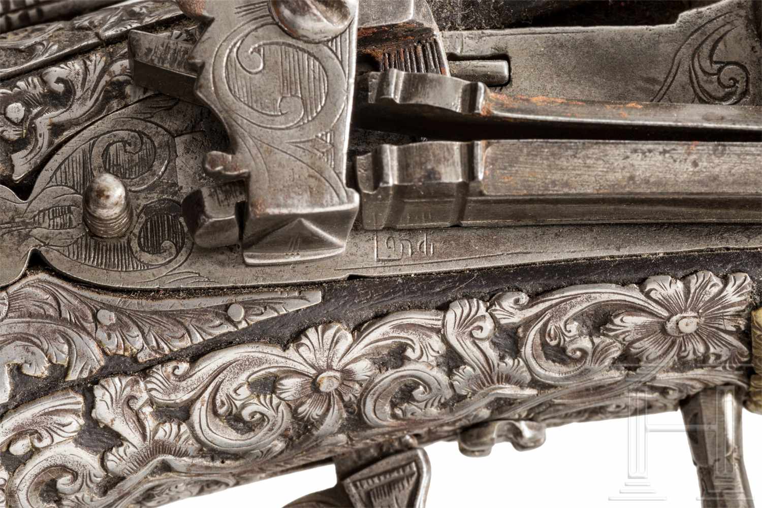 Eisengeschnittenes Steinschlossgewehr, Sardinien, 18. Jhdt.Langer und glatter Achtkantlauf im - Image 5 of 7
